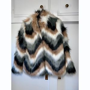 Forever 21 Chevron faux fur coat
